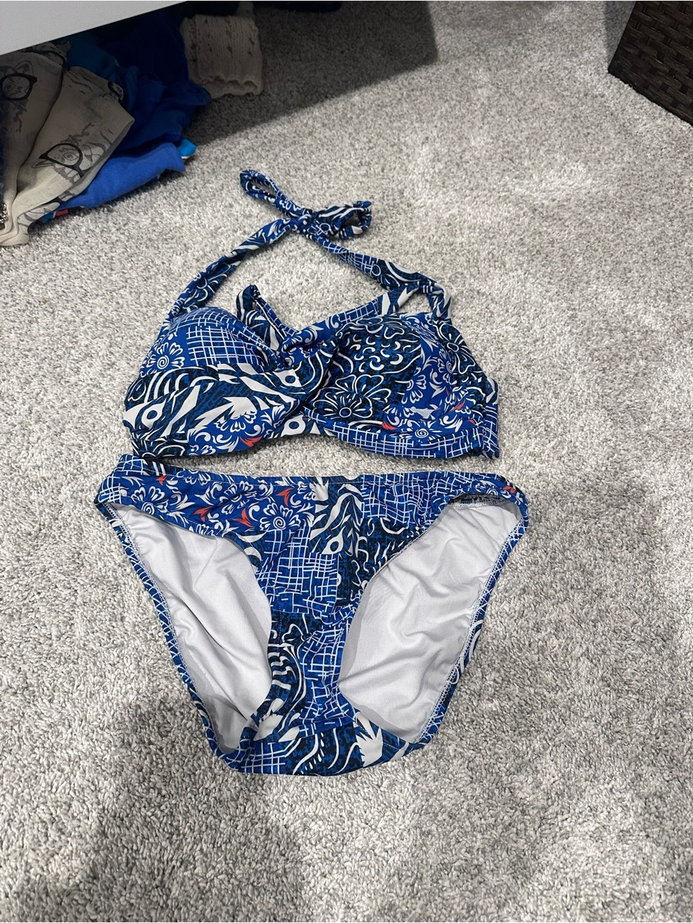 VENUS Blue and White Printed Bikini